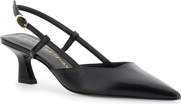 'winnie' Black Slingback Pumps Wirh Medium Heel In Leather Woman - Image 2