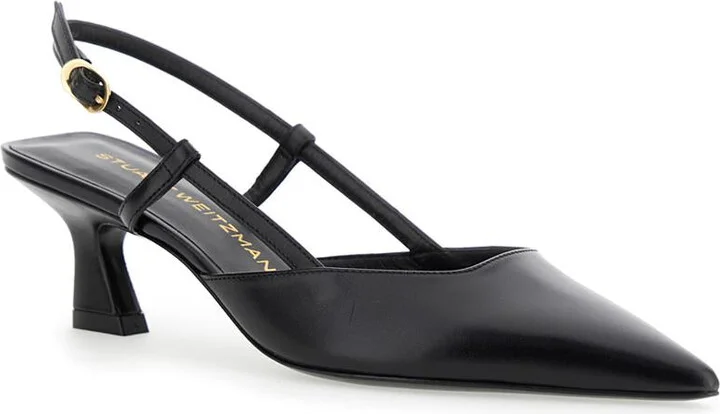 'Winnie' Black Slingback Pumps Wirh Medium Heel In Leather Woman - Image 2