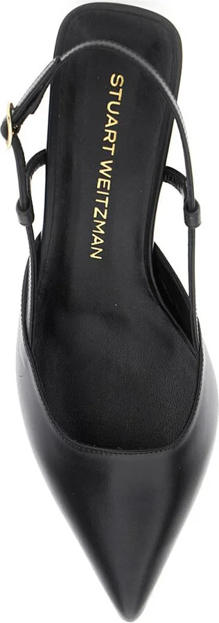 'Winnie' Black Slingback Pumps Wirh Medium Heel In Leather Woman - Image 4