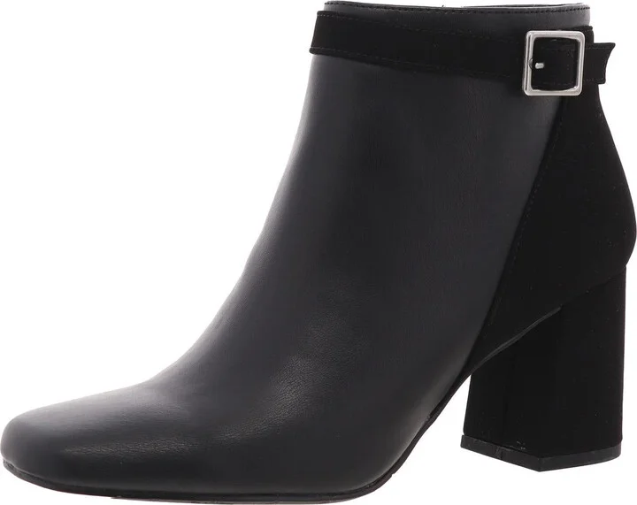 Winnipeg Womens Block Heel Faux Leather Ankle Boots