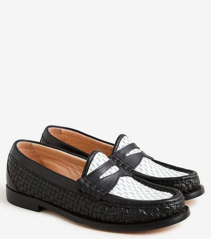 Winona penny loafers in woven Italian leather
