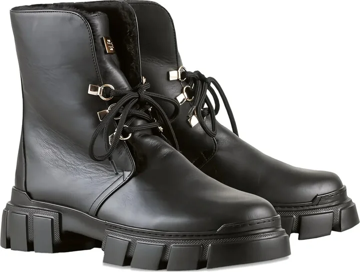 Winter chunky-sole lace-up ankle boots