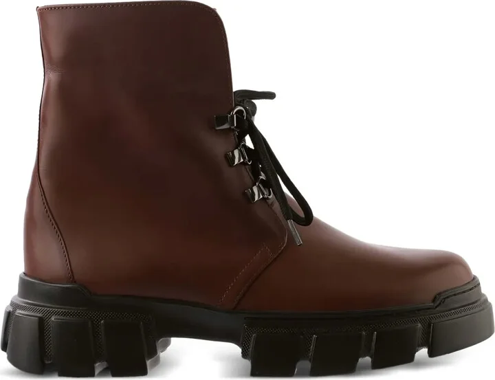 Winter chunky-sole lace-up ankle boots