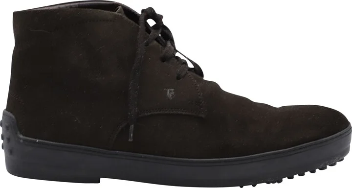 Winter Gommino Lace-up Ankle Boots in Dark Brown Suede