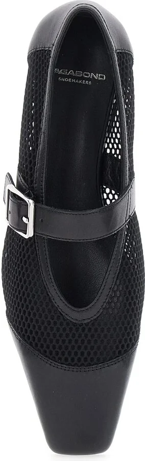 'wioletta' Black Ballerinas With Adjustable Strap And Perforated Design In Leather Woman - Image 4