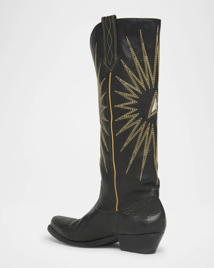 Wish Star Embroidered Leather Western Boots - Image 4