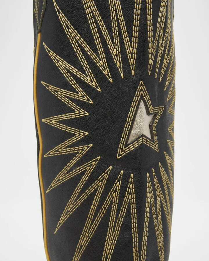 Wish Star Embroidered Leather Western Boots - Image 5
