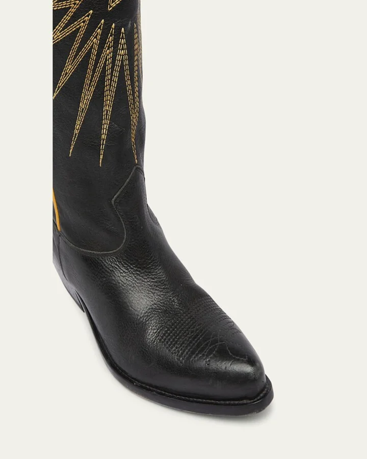 Wish Star Embroidered Leather Western Boots - Image 4