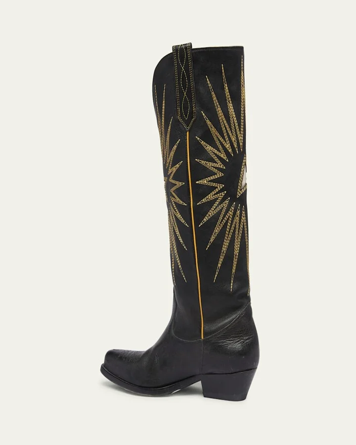 Wish Star Embroidered Leather Western Boots - Image 7