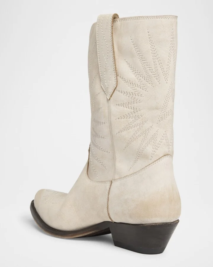 Wish Star Embroidered Suede Cowboy Boots - Image 5