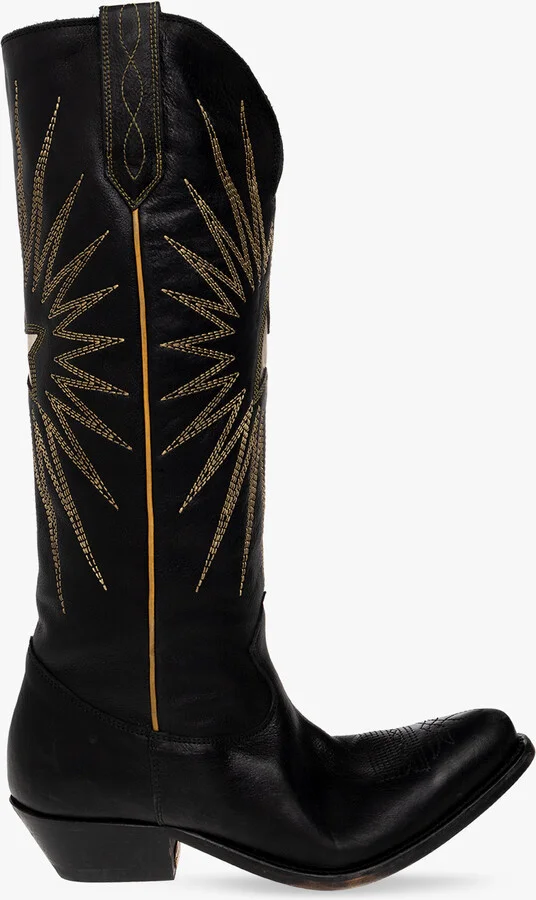 ‘Wish Star’ Leather Ankle Boots, , - Black
