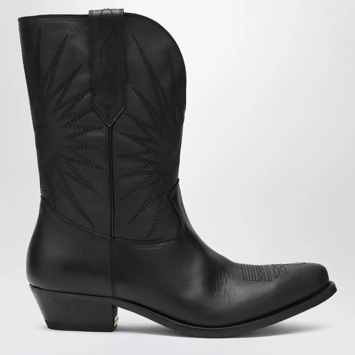 Wish Star low black leather boots
