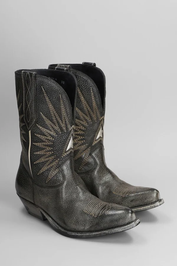 Wish Star Texan Ankle Boots In Black Leather - Image 2