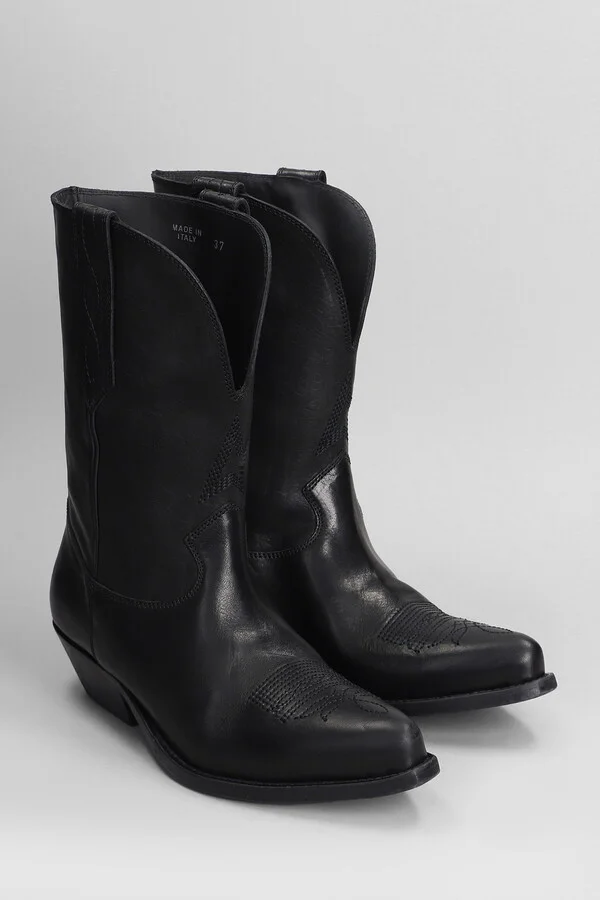 Wish Star Texan Ankle Boots In Black Leather - Image 2
