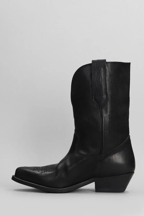 Wish Star Texan Ankle Boots In Black Leather - Image 3