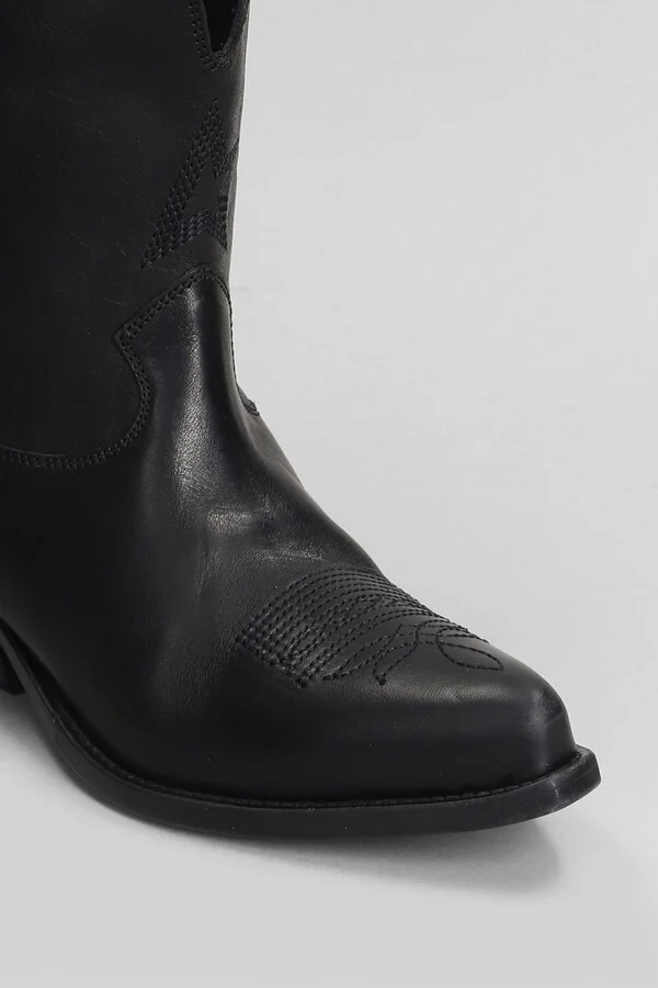 Wish Star Texan Ankle Boots In Black Leather - Image 5