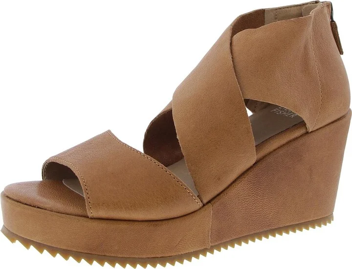 WITTY Womens Zipper Faux Leather Wedge Heels