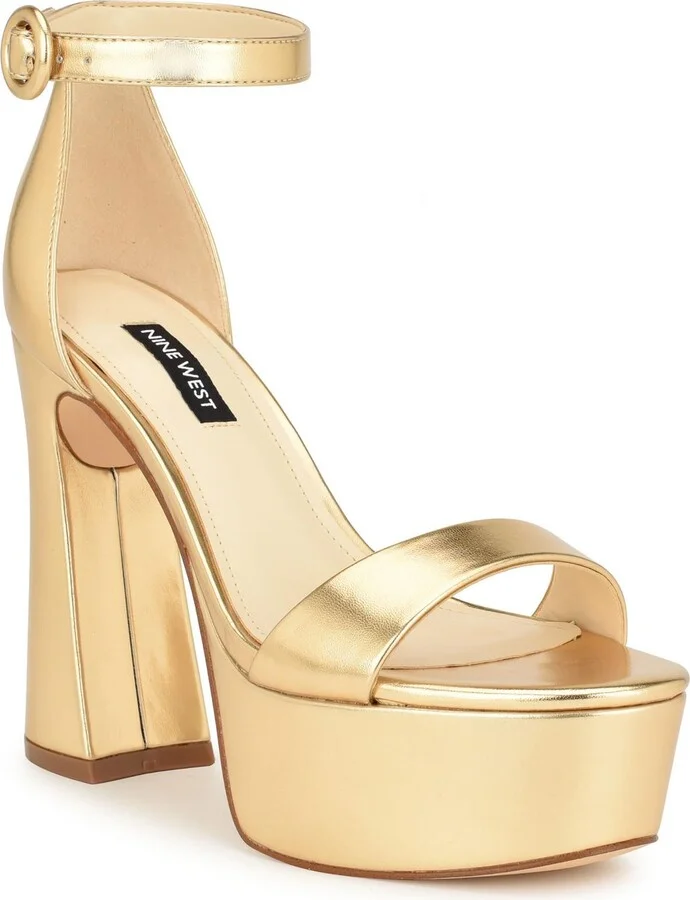 WN Ivana 3 Womens Faux Leather Metallic Ankle Strap