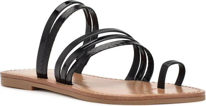 WNCINS3 Womens Faux Leather Slip On Strappy Sandals