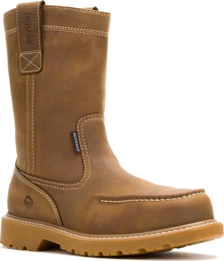 WOLVERINE Men's Floorhand Moc Waterproof Steel Toe 10in Dark Wheat