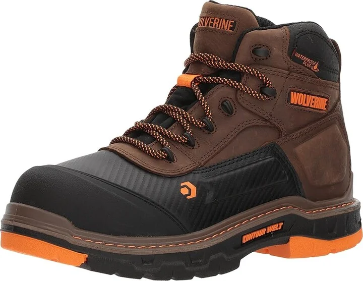 Wolverine Overpass Mid Composite Men's Work Boots Summer Brown : 7 EE - Wide, Leather - Image 2