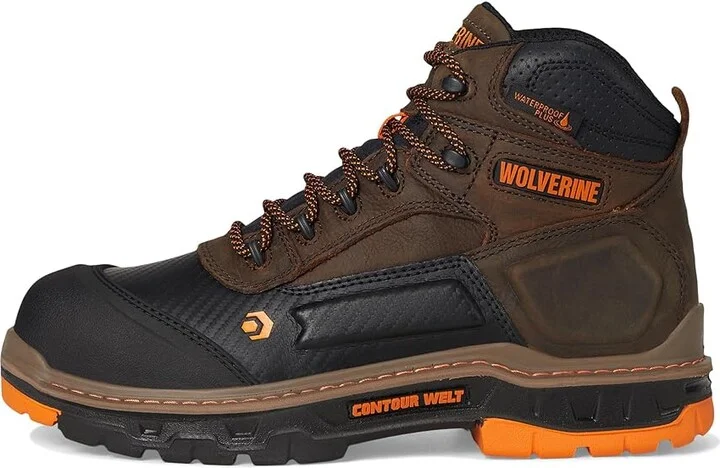 Wolverine Overpass Mid Composite Men's Work Boots Summer Brown : 7 EE - Wide, Leather - Image 7