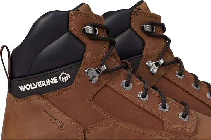 Wolverine Reforce 6 Waterproof Composite Toe Men's Work Boots Cashew : 8 D - Medium, Leather - Image 6