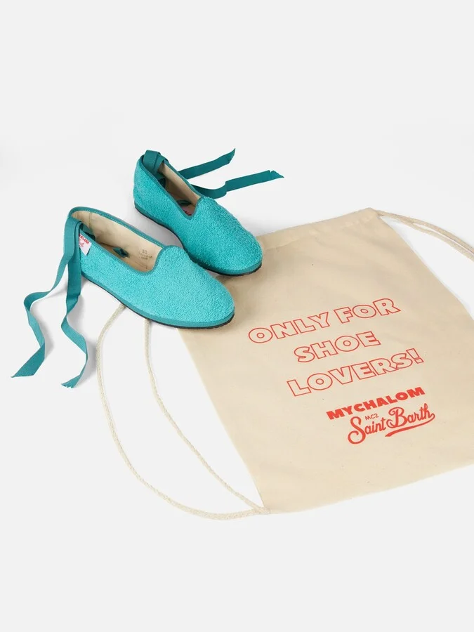 Woman Aquamarine Terry Slipper Loafers My Chalom Special Edition - Image 5