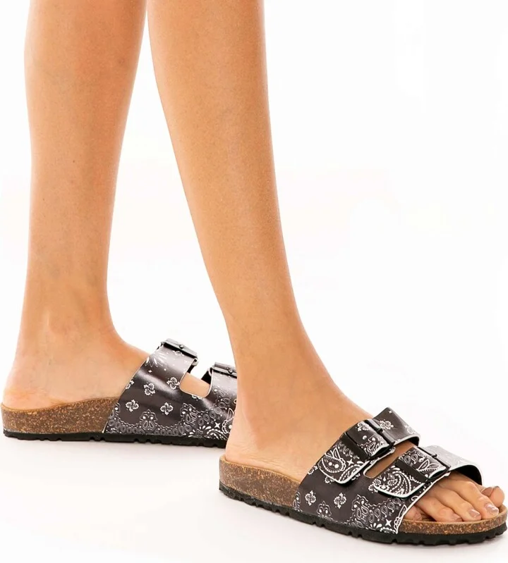 Woman Black Cork Sandals - Image 3