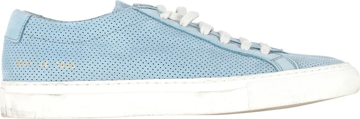Woman by Common Projects Perforated Achilles Sneakers in Light Blue Suede