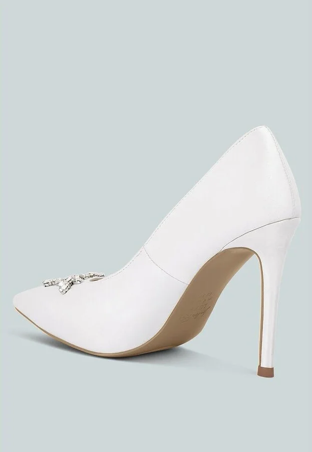Women Ashlyn Rhinestones Embellished Satin Stiletto Pumps - Image 5
