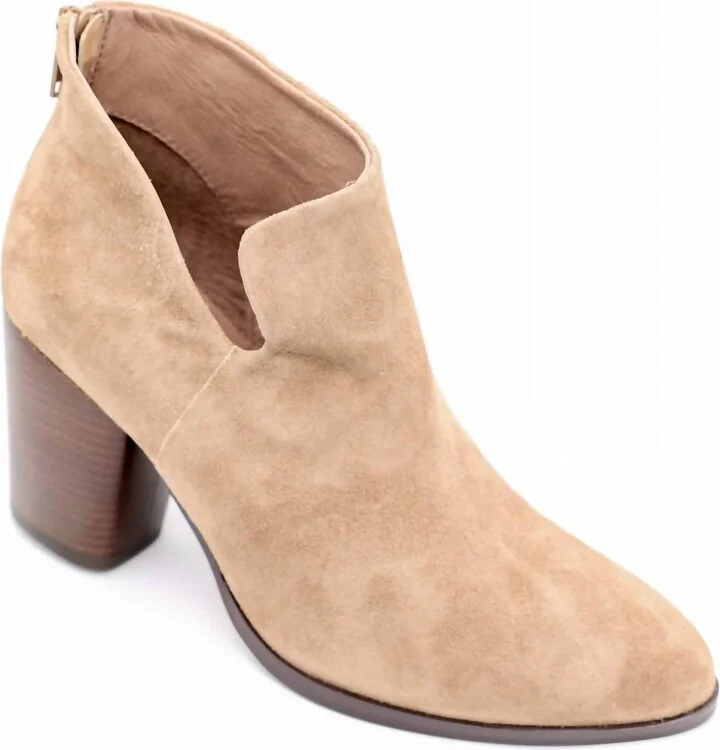 Women Audrey Heeled Bootie In Latte Suede