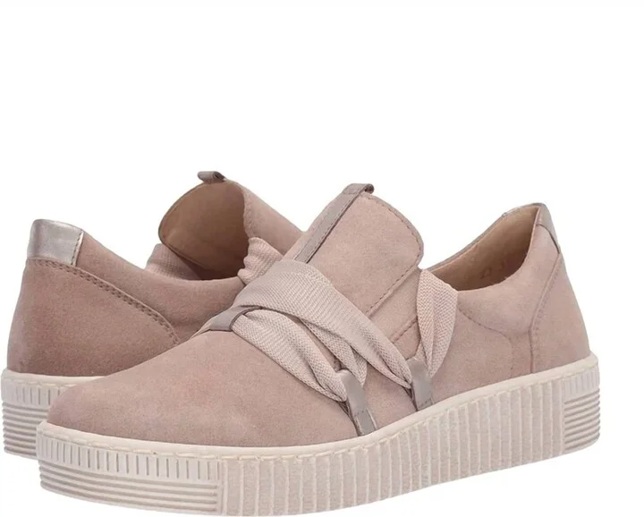 Women Big Ribbon Lace Sneaker In Silk,beige