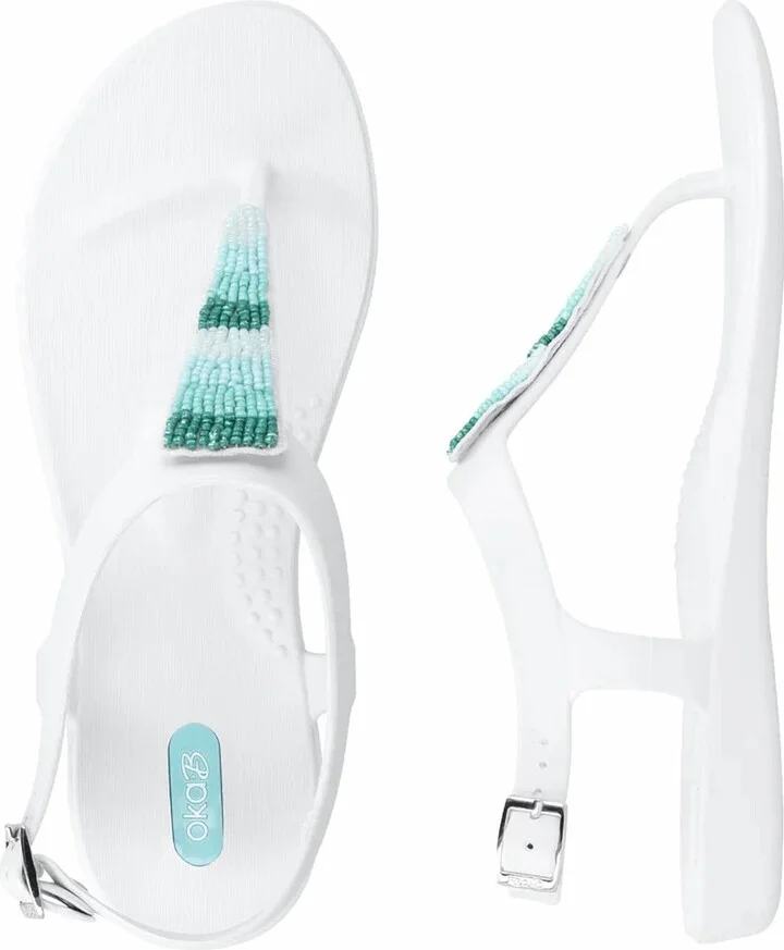 Women Bri-Beaded Tri Strap Sandal In Salt/sea Glass