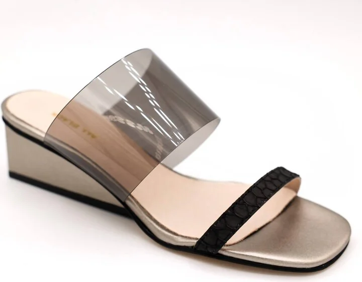 Women Clear Fish Wedge In Black