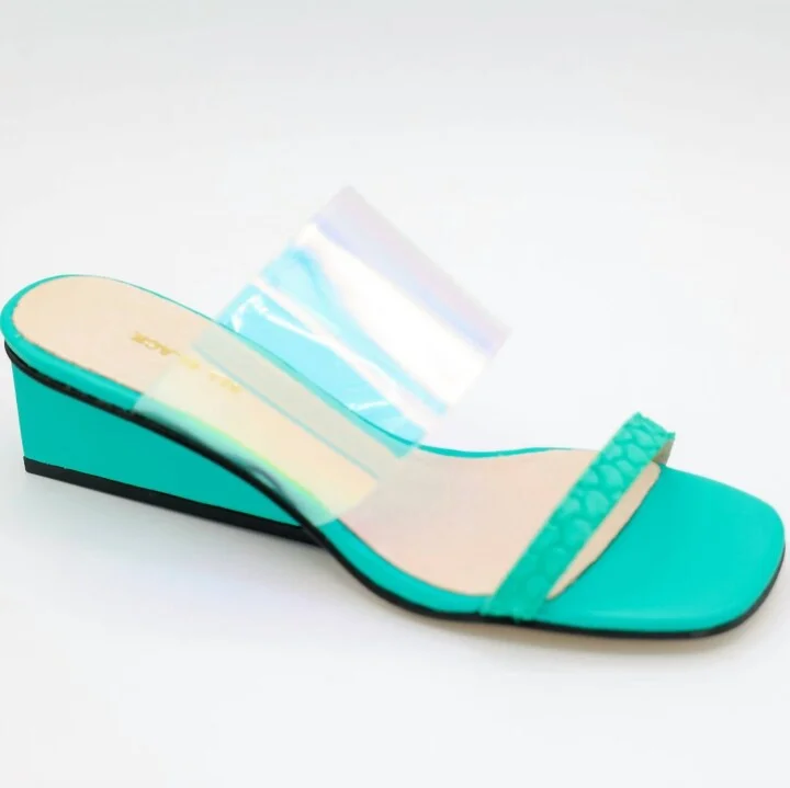 Women Clear Fish Wedge In Green