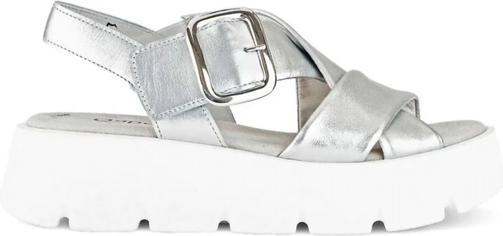 Women Crossover Slingback Wedge Sandal In Metallic