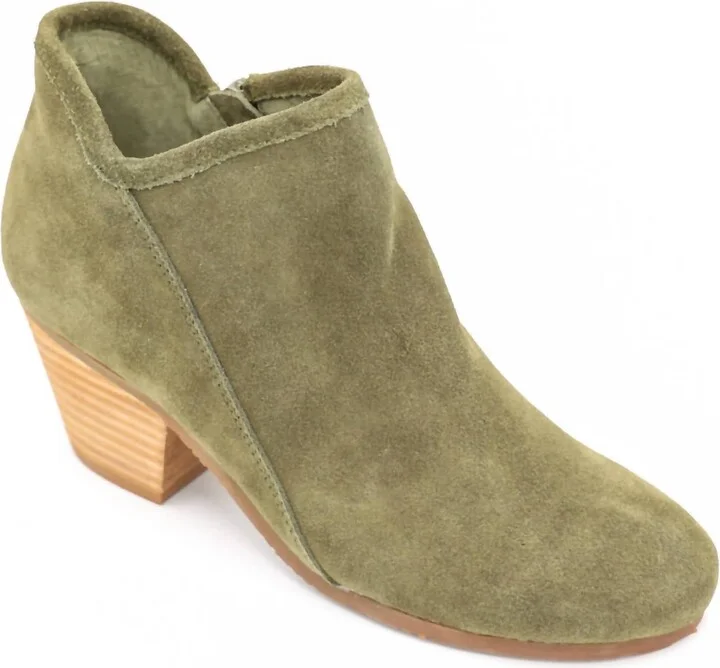 Women Dalia Heeled Bootie In Military Green Suede