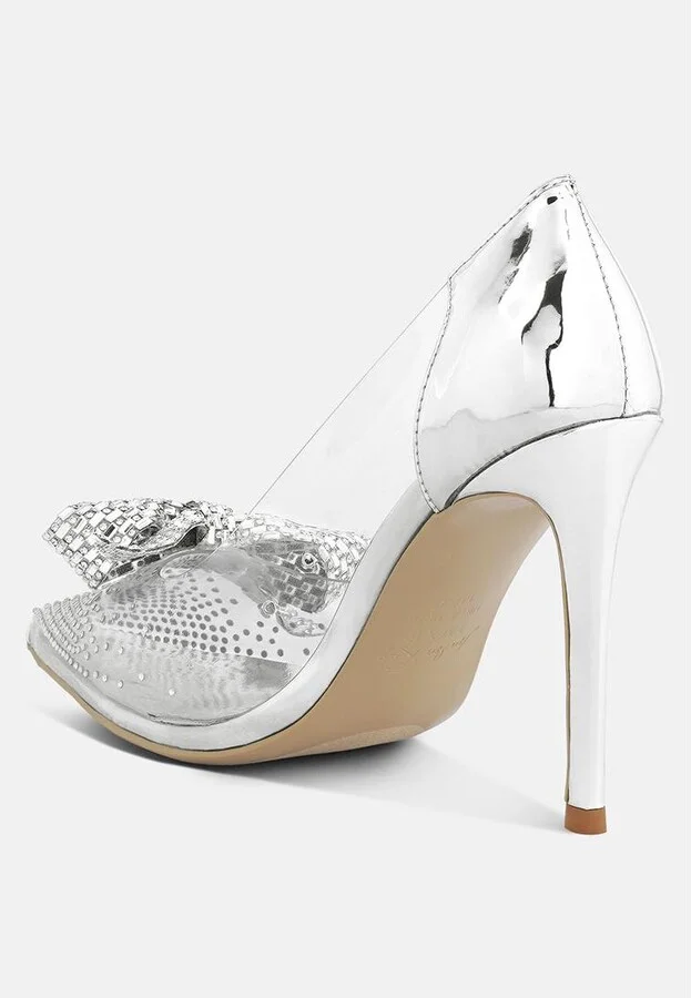 Women Erika Rhinestones Embellished Clear Pump Shoes - Image 3