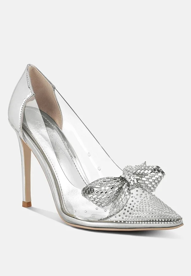 Women Erika Rhinestones Embellished Clear Pump Shoes - Image 4