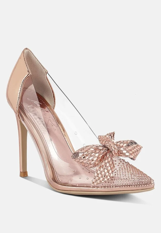 Women Erika Rhinestones Embellished Clear Pump Shoes - Image 6