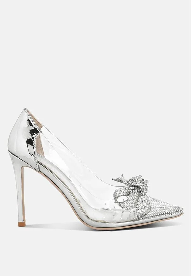 Women Erika Rhinestones Embellished Clear Pump Shoes