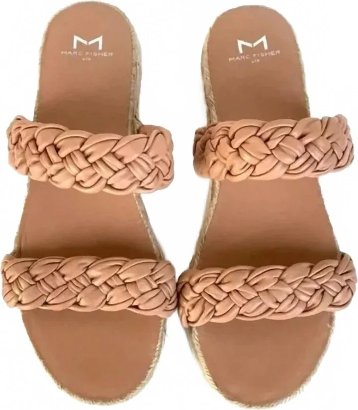 Women Jaimee Leather Slides In Nude