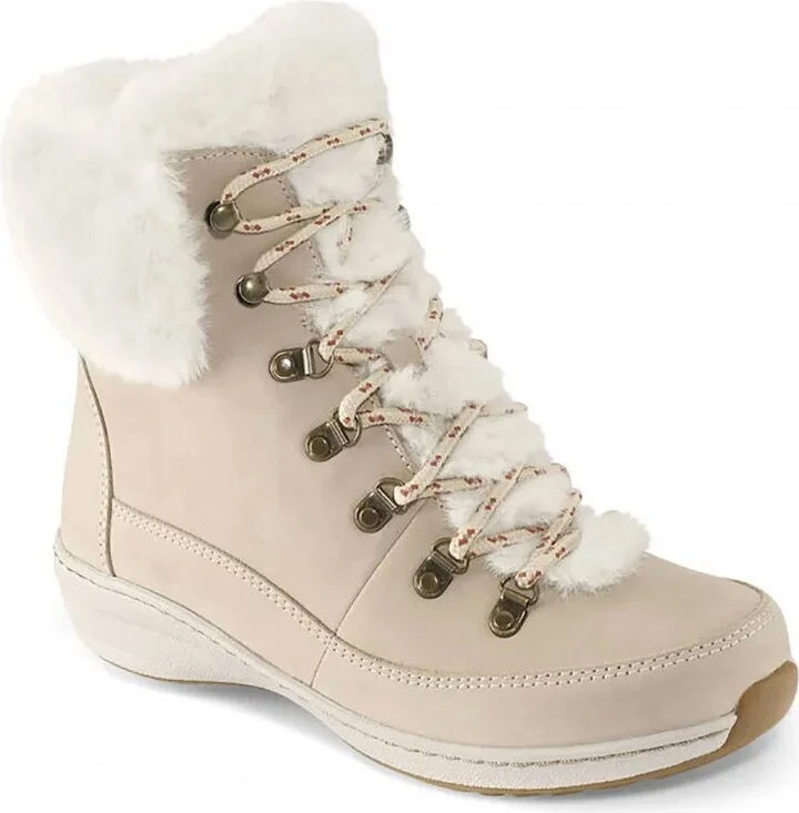 Women Jodie Fur Lace Up Boots In Ivory