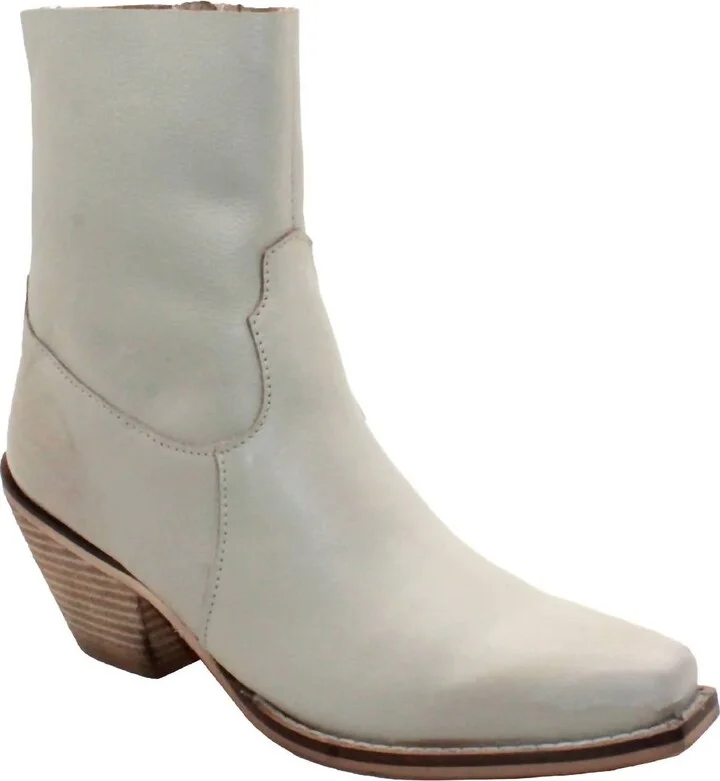 Women Lariat Unlined Leather Bootie In Bone