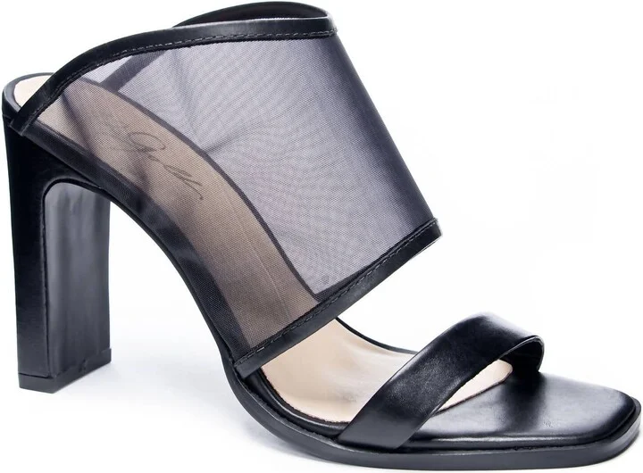 Women Linx Slide Sandal In Black Mesh /kid Leather
