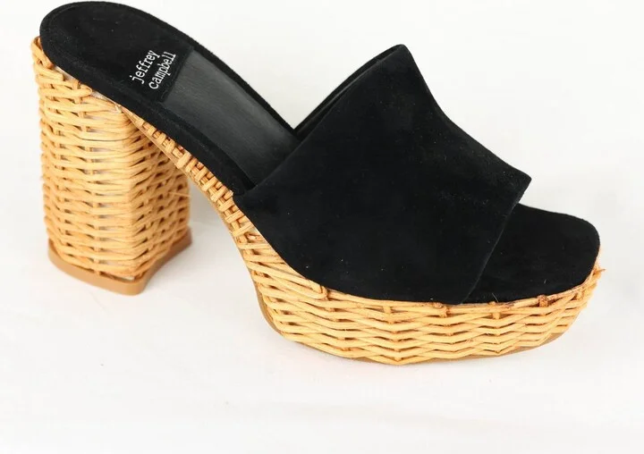 Women Magda Wicker Platform Heel In Black