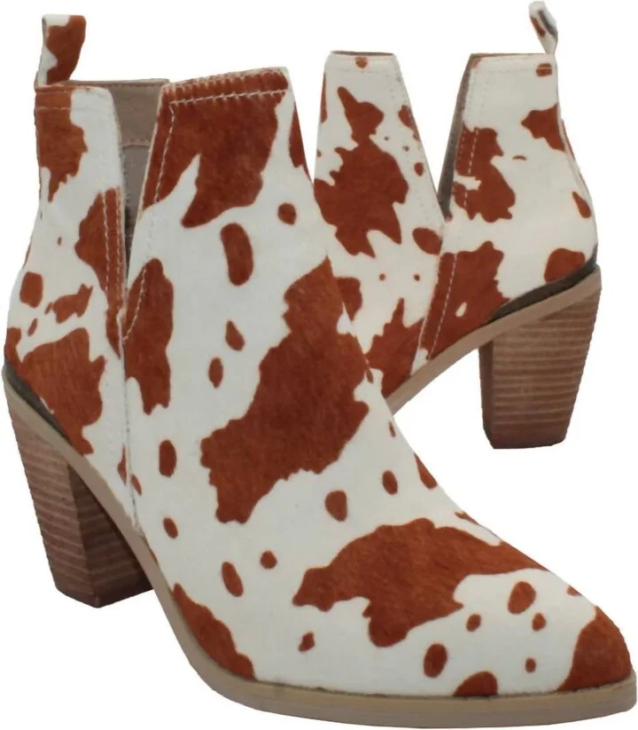 Women Mumba Boot In Tan/white Cow