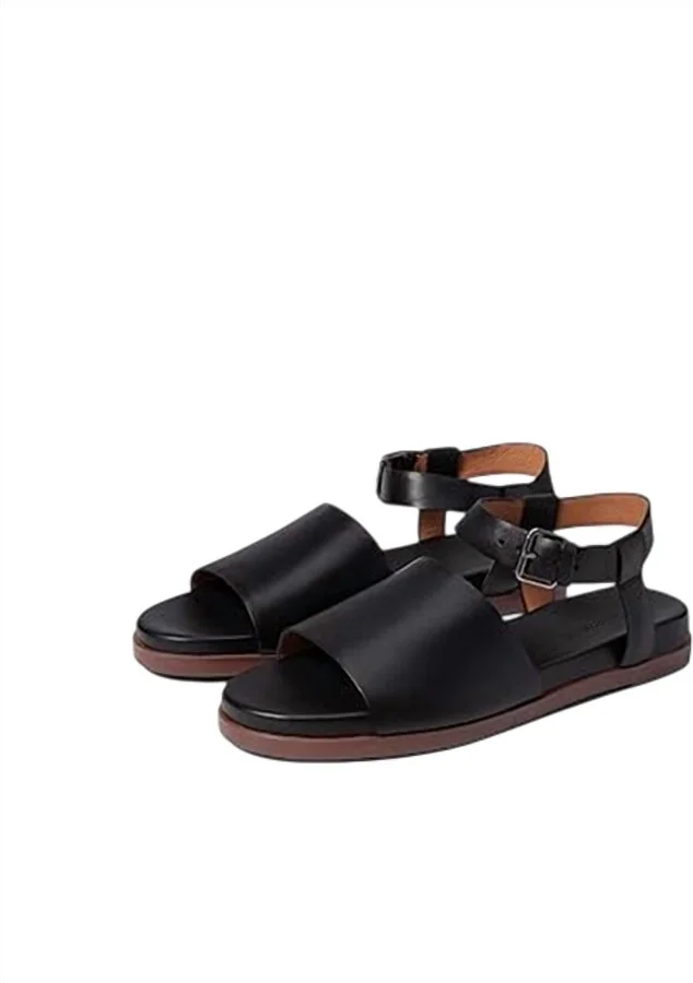 Women Noelle Ankle-Strap Flats In True Black