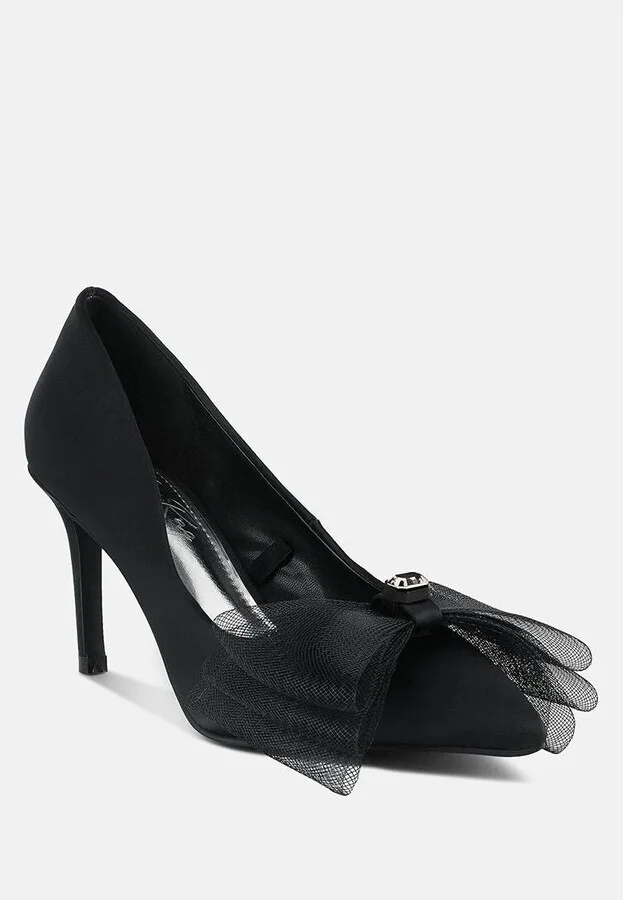 Women Odette Diamante Embellished Bow Stiletto Pumps - Image 3